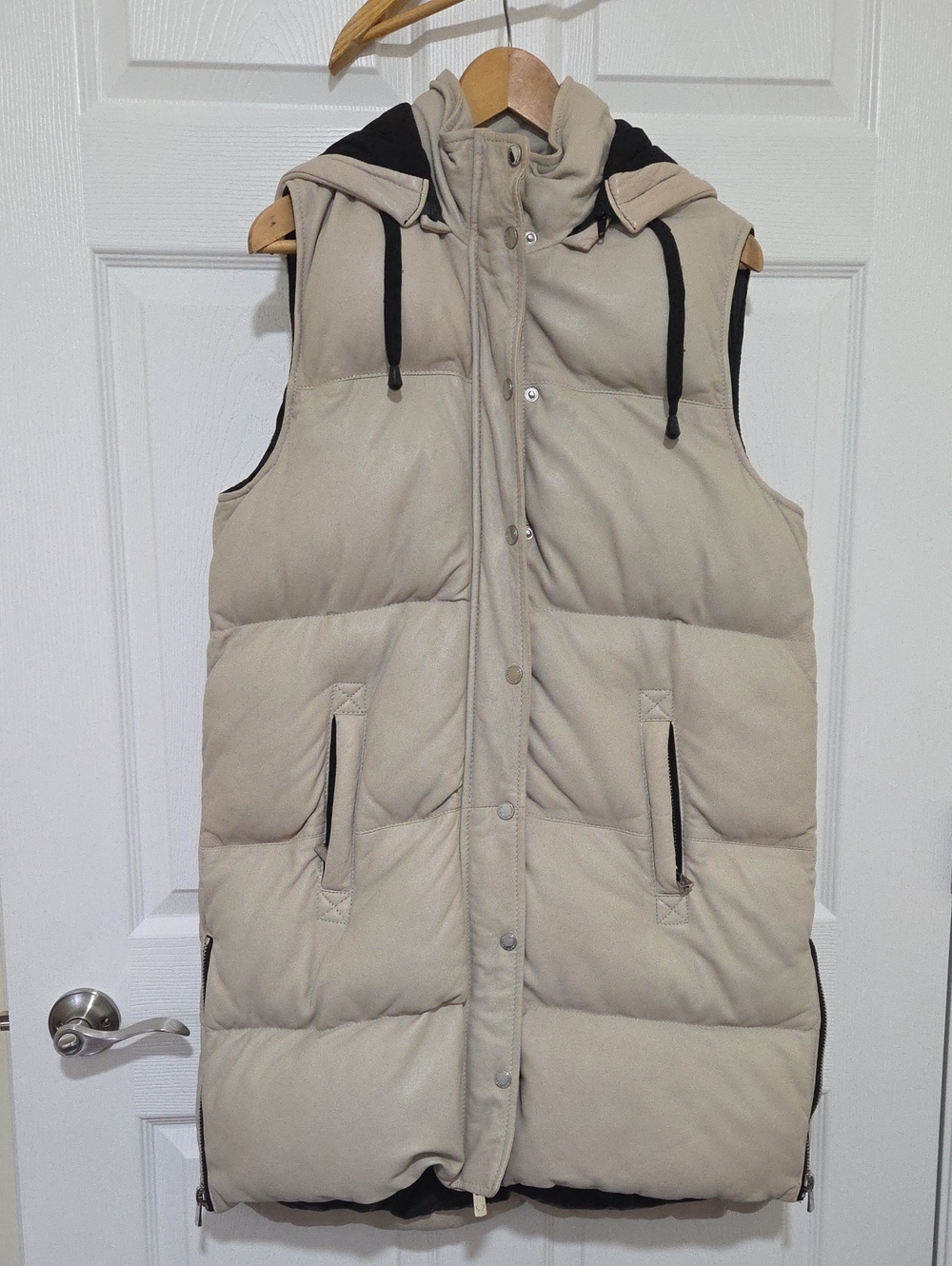 Bod & Christensen Beige/Ivory Leather Puffer Vest L